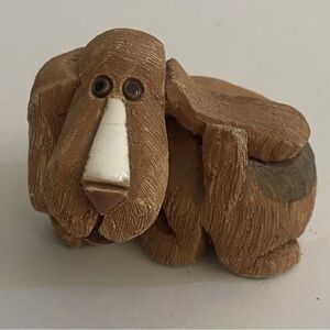Vintage Artesania Rinconada Carved Dog Basset Hound Puppy Retired
